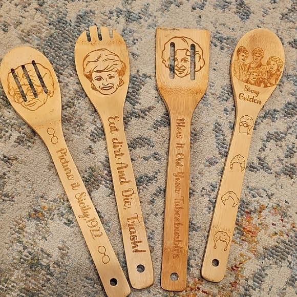 Other - 4 PC Golden Girls Inspired Full Size Wooden Spoon Set Utensils W/ Fun Sayings!